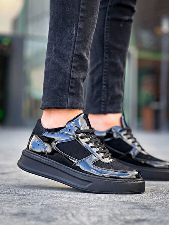 KB-X8 Kuback Siyah Rugan Yüksek Siyah Taban Günlük Spor Ayakkabı