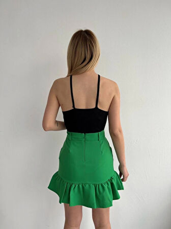 Altı fırfırlı etek yeşil s24817