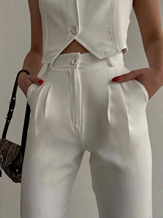 Palazzo pantolon beyaz s23211