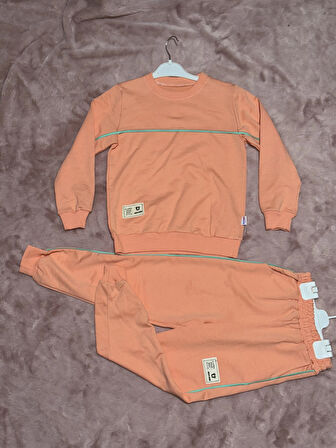 4-10 yaş kız çocuk pembe Armalı yeşilbiye detaylı alt üst ikili takım