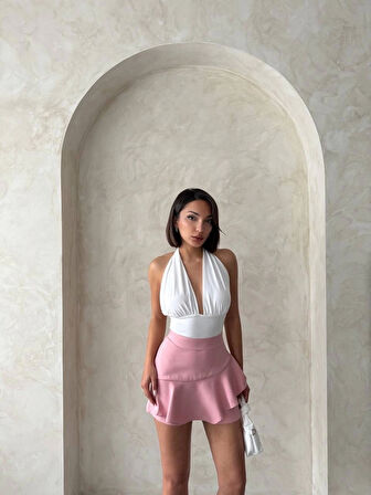 Valonlu fırfırlı şort s24683