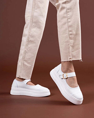 Lunni Beyaz Keten Spor Ayakkabı