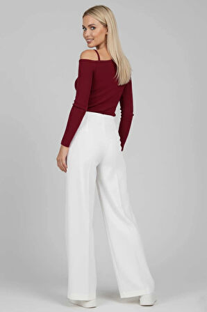 Tek Omuz İpli Bluz Bordo t4328