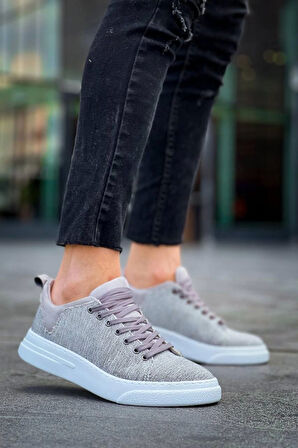 KB-X204 Kuback Gri Keten Beyaz Yüksek Taban Günlük Erkek Spor Ayakkabı