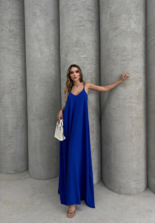 Aerobin uzun elbise saks mavisi pt