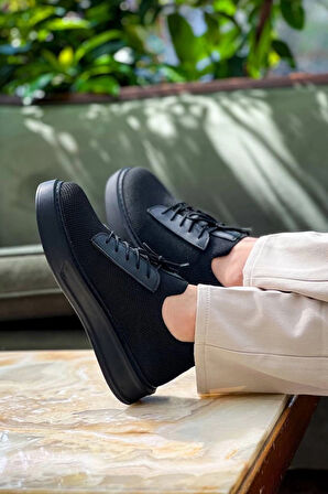 KB-116 Kuback Siyah Siyah Taban Bağcıklı Triko Günlük Erkek Ayakkabı