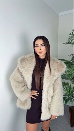 Önü çıtçıtlı loli kürk bej t4149