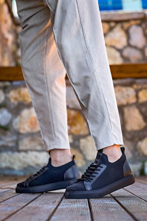 KB-112  Kuback Siyah Siyah TabanTriko Bağcıklı  Günlük Erkek  Ayakkabı