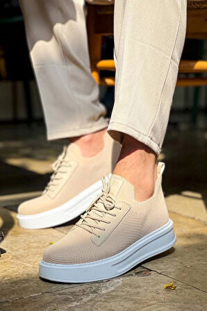 KB-116 Kuback Bej Bağcıklı Triko Günlük Erkek Ayakkabı