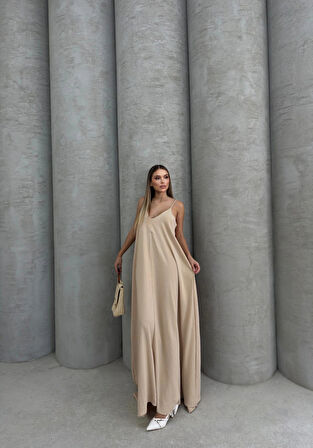Aerobin uzun elbise bej pt