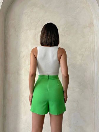 Kapaklı şort etek yeşil s24901