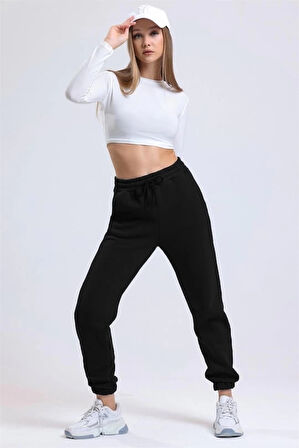 3 iplik şardonlu paça lastikli eşofman siyah is001