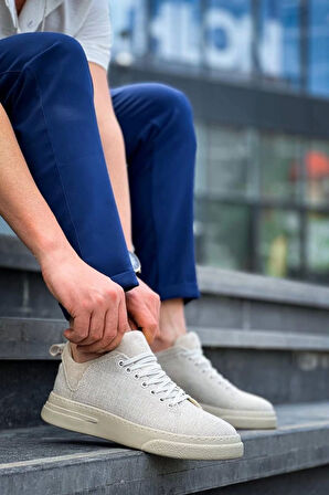 KB-X204 Kuback Bej Keten Bej Yüksek Taban Günlük Erkek Spor Ayakkabı