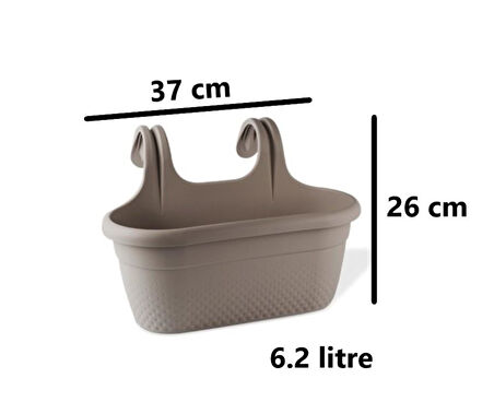 Omnipazar KRS-350 Dekoratif Plastik İnci Askılı Balkon Saksı 6.2 Litre