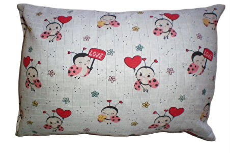 More Home Müslin Bebek Yastık Kılıfı Kapaklı 35X45 Uğur Böceği