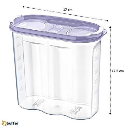 2 Kapaklı Ölçekli Erzak Kuru Gıda Saklama Kutusu Kabı - 1,7 Litre - Sa935 ( Lisinya )