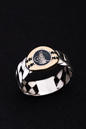 Erkek Gümüş Yüzük - Osmanlı Tuğrası İnce Kibar Erkek Yüzüğü