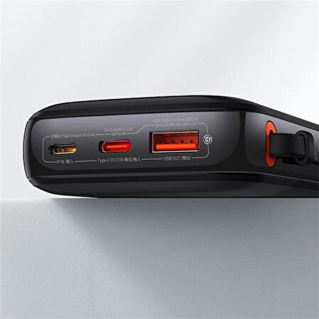 Baseus Super Iphone 14 13 12 11 Pro Max 10000 mAh Hızlı Şarj Powerbank Siyah 