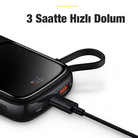 Baseus Super Iphone 14 13 12 11 Pro Max 10000 mAh Hızlı Şarj Powerbank Siyah 