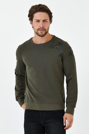 Erkek Uzun Bol Bisiklet Yaka Kışlık Siyah Sweatshirt