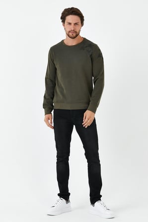 Erkek Uzun Bol Bisiklet Yaka Kışlık Siyah Sweatshirt