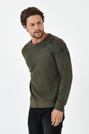 Erkek Uzun Bol Bisiklet Yaka Kışlık Siyah Sweatshirt