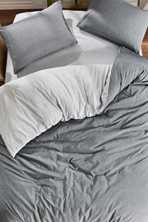 Lastikli Çarşaflı Çift Kişilik Nevresim Takımı Antrasit - Gri