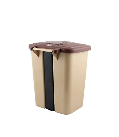 Omnipazar SY-4255 40 lt Köşeli Pedallı Plastik Çöp Kovası (İç Kovasız) Bej
