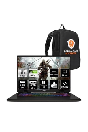 SWORD 17 HX i7-14700HX 8GB 4TB SSD RTX4060/8GB 105W 17" FHD+ 165HZ W11H B14VFKG & PER4 ÇANTA
