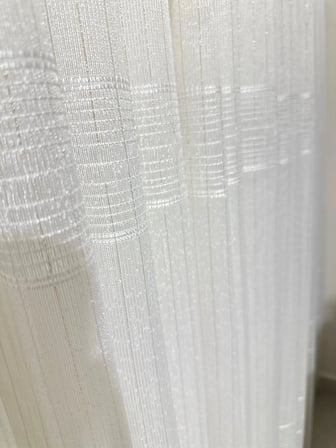NİVEMESHOME  ÇİZGİLİ  KURŞUNLU ŞANTUK  1/3 SIK PİLELİ TÜL PERDE APM