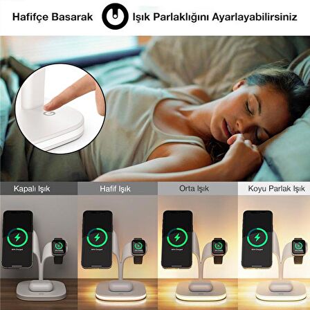 Coofbe Super Şarj  5in1 Masaüstü Şarj Standı Ve Gece Lambası İphone 12 13 14 Pro Max Şarj Standı LED Işıklı