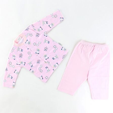 Sebi Bebe Ayılı Kız Baskılı Bebek Pijama Takımı 2329