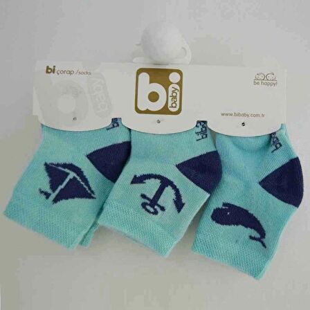 Bibaby 68106 Marine 3'lü Bebek Çorabı 0-3 Ay