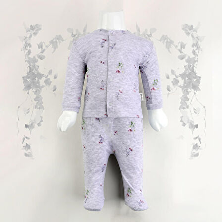 Sebi Bebe 2'li Güllü Raporlu Patikli Pijama Takımı 1110