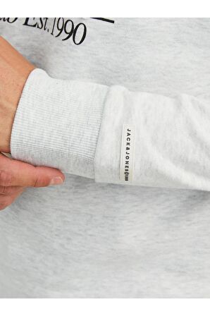 JACK&JONES 12244219 ORGINALS YAZILI KOPEK BASKILI KAPUSONLU SWEAT