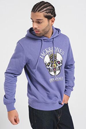 JACK&JONES 12248898 BASKILI KAPUSONLU SARDONLU SWEATSHIRT