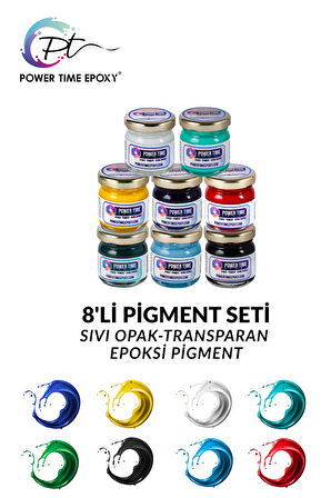 8'li Opak & Transparan Sıvı Pigment Boya Seti / Epoksi Için / Toplam 240 Gram