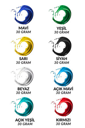 8'li Opak & Transparan Sıvı Pigment Boya Seti / Epoksi Için / Toplam 240 Gram