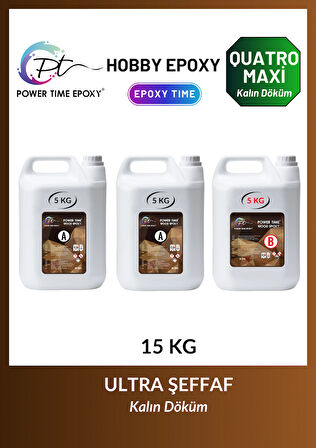 15 Kg Wood Epoxy Quatro MAXİ/ Kalın Döküm Şeffaf Epoksi Reçine Sehpa, Masa Için (YENİ)