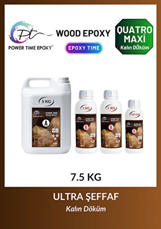 7.5 Kg Wood Epoxy Quatro Maxi/ Kalın Döküm Şeffaf Epoksi Reçine Sehpa, Masa Için (YENİ)