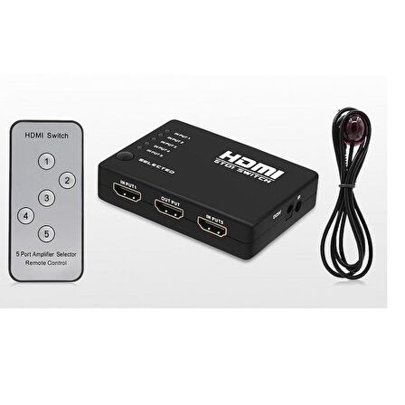 Hdmi Çoklayıcı Çoğaltıcı Switch 5 Port Kumandalı Ir Alıcılı