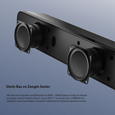 Lecoo DS111 Kablolu (USB + 3.5mm Jack Girişli) 6W Soundbar Hoparlör