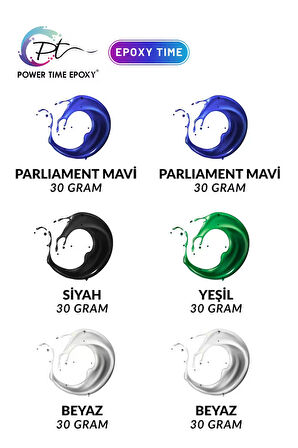 6'lı Opak & Transparan Sıvı Pigment Boya Seti / Epoksi Için Deniz Seti / 6 Adet Epoksi Boyası