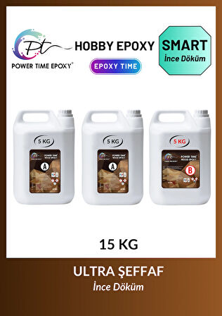 15 Kg Wood Epoxy Smart/ Sehpa, Masa, Aksesuar Için Şeffaf Epoksi Reçine Ince Döküm