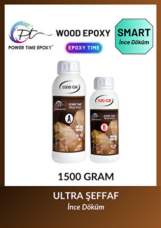 1500 gram Wood Epoxy Smart/ Sehpa, Masa, Aksesuar Için Şeffaf Epoksi Reçine Ince Döküm