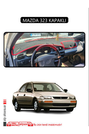 Mazda 323 Kapaklı Torpido Koruma  Halısı -  Kırmızı Kenar