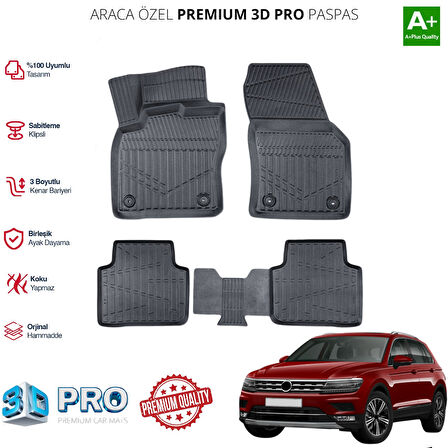 TİGUAN ARACA ÖZEL 3D PASPAS 2016 2017 2018 2019 2020 2021 2022 2023 