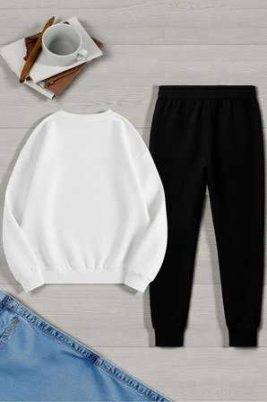 Unisex The Weekend Tasarım Basklı Bisiklet Yaka Sweatshirt - 2'li Eşofman Takımı