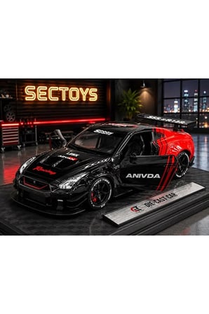 Nissan GTR R35 Diecast Model Araba 1:24 Açılan Kapılar Nissan Skyline GTR R35 Model Araba