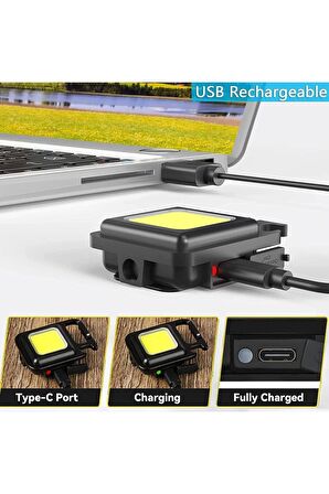 Ledli Mini Taşınabilir Usb Şarj Edilebilir 3 Fonksiyonlu Mıknatıslı Parlak Led Işık